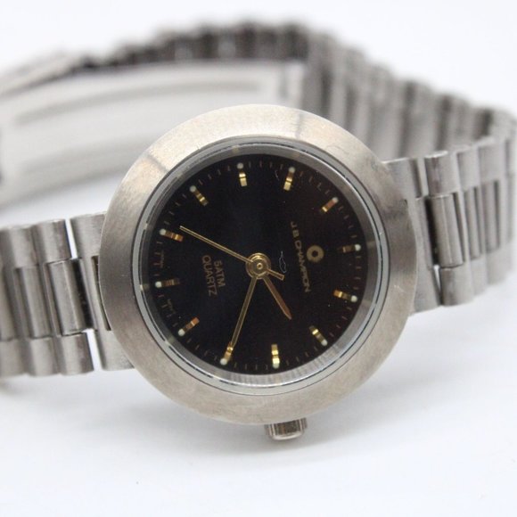 J.B Champion Watch Womens Silver Tone Stainless Steel Classic Black Dial - Picture 6 of 8